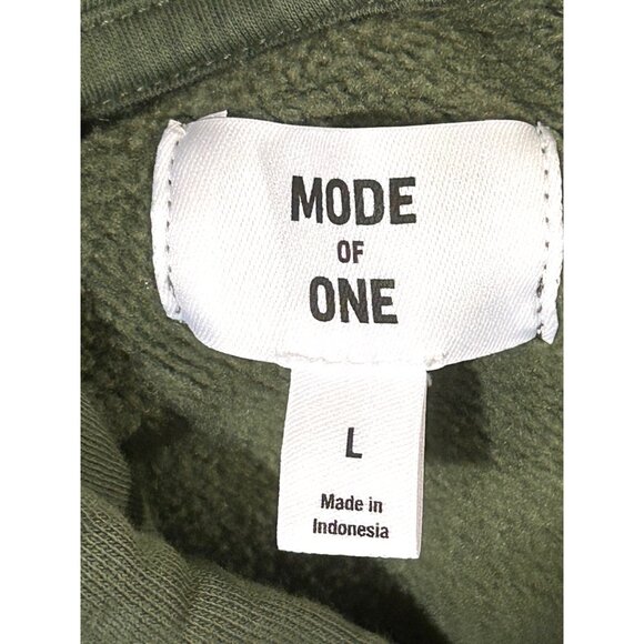 Mode Of One Green NY Logo Hoodie L Cotton Blend Kangaroo Pocket Casual Streetwea - Picture 3 of 7